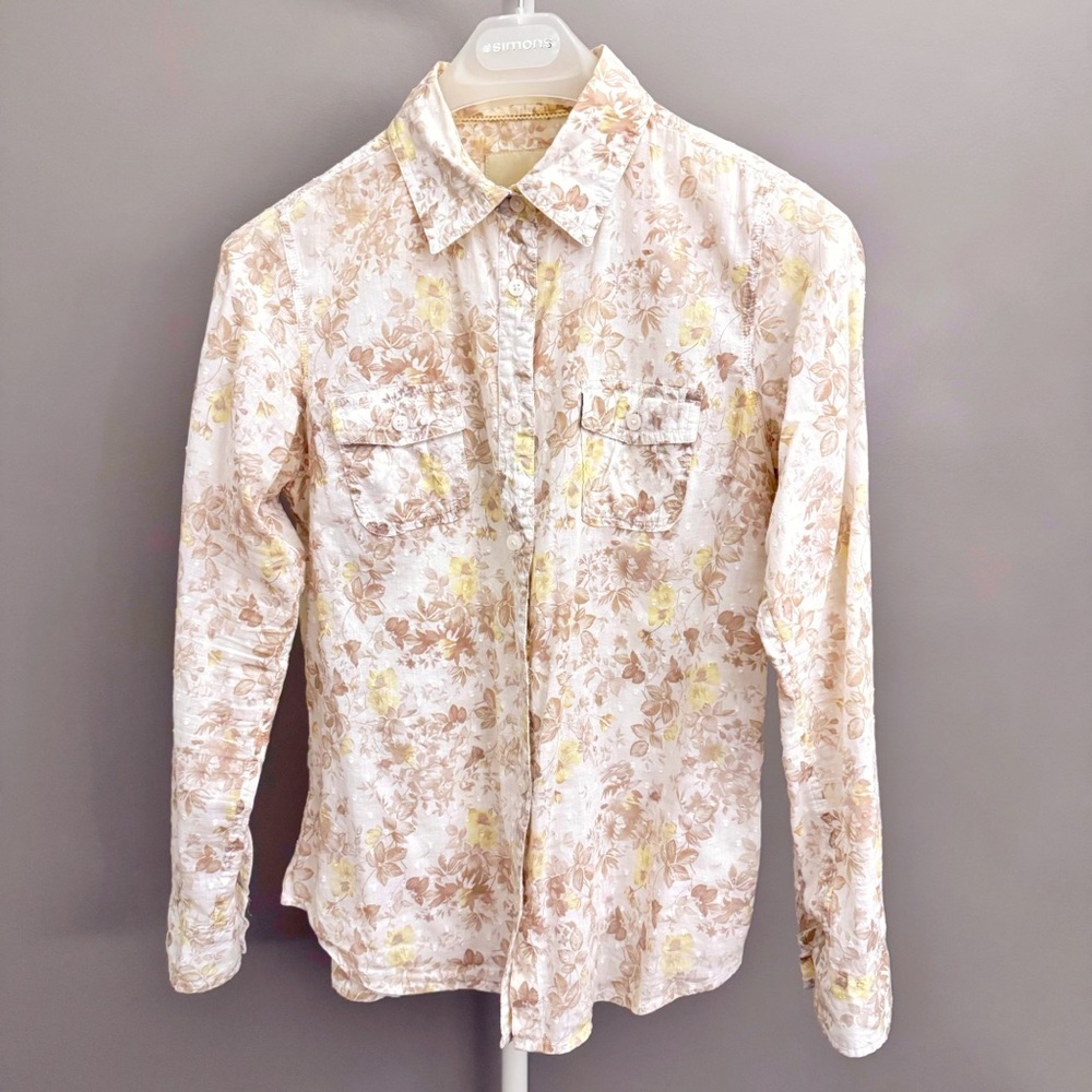 Denver Hayes Floral Pattern Boho Casual Hippie Button Down Shirt Blouse Medium - Picture 14 of 15